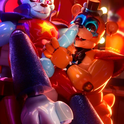 glamrock bonnie (fnaf), glamrock freddy (five nights at freddy's, five nights at freddy's: security breach) created by jizzyfox