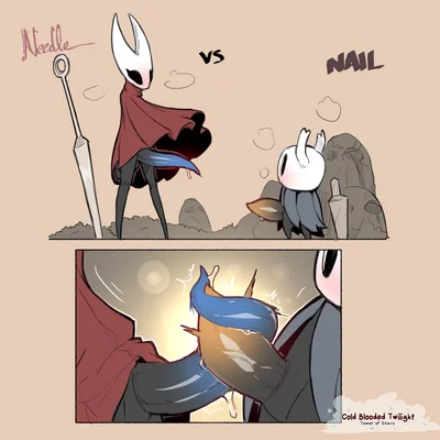 hornet (hollow knight), the knight (hollow knight) (hollow knight (franchise), team cherry) created by cold-blooded-twilight