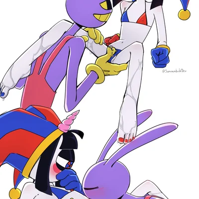 jax (tadc), pomni (tadc) (glitch productions, the amazing digital circus) created by somnambulaart