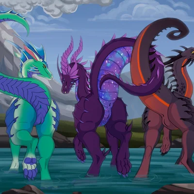 kalinda (dark dragon2694), listria (listria-dragoness) (mythology) created by raota