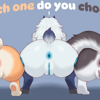 kindred (lol), lamb (lol), lola bunny (hellaverse, helluva boss) created by scarabeo