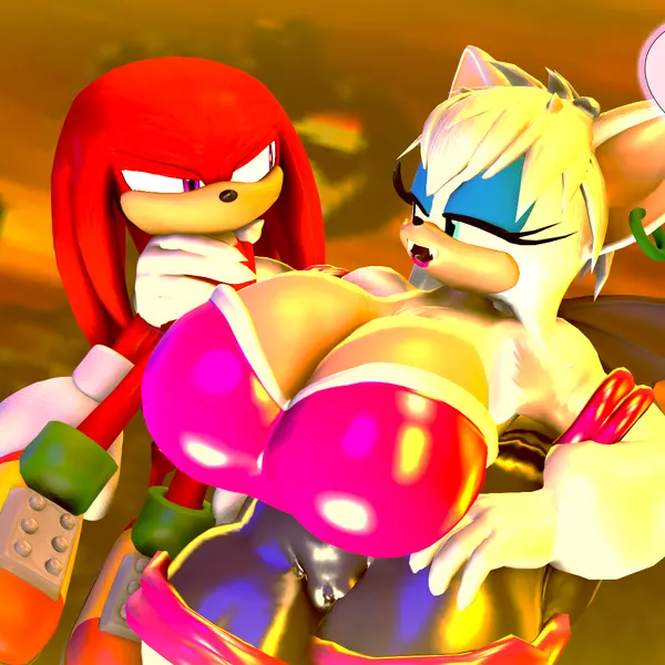 knuckles the echidna, rouge the bat, rouge the werebat (sega, sonic the hedgehog (series)) created by rocketspuff