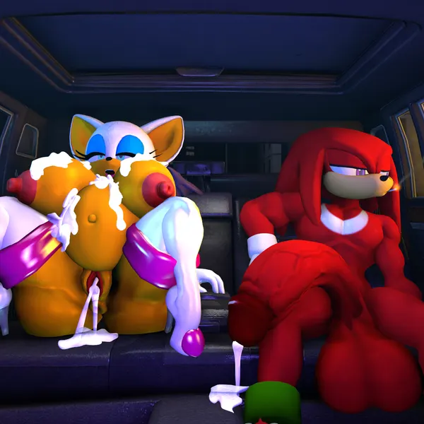 knuckles the echidna, rouge the bat (sega, sonic the hedgehog (series)) created by rocketspuff