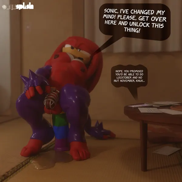 knuckles the echidna, sonic the hedgehog (locktober, no nut november) created by onyxsplash