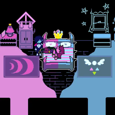 kris dreemurr, susie (deltarune) (deltarune, undertale (series)) created by bladedbard