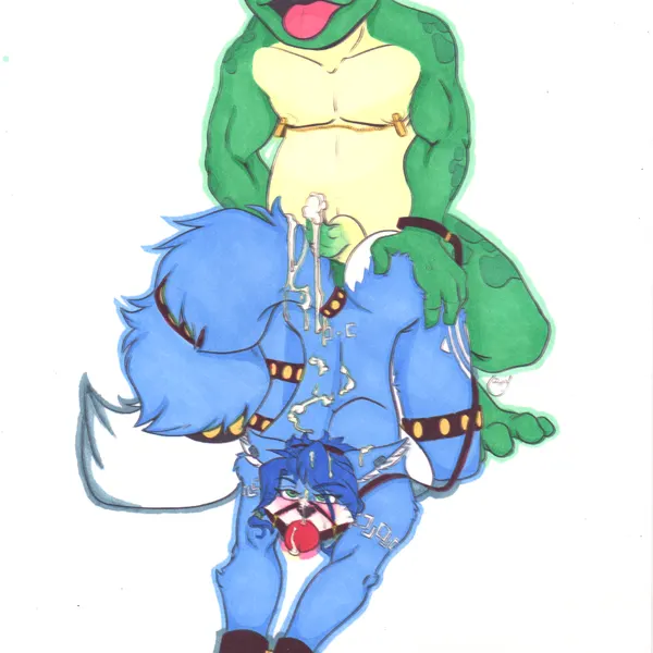 krystal (star fox), slippy toad (nintendo, star fox) created by tomatobasket, yawg