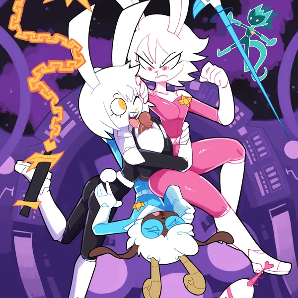 kuro (miscon), midori (miscon), pinku (miscon) created by miscon