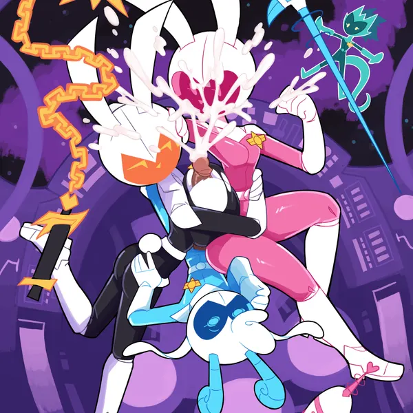 kuro (miscon), midori (miscon), pinku (miscon) created by miscon