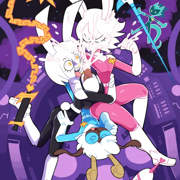 kuro (miscon), midori (miscon), pinku (miscon) created by miscon