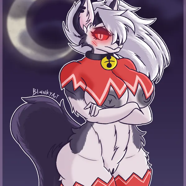 lamb (cult of the lamb), loona (helluva boss), red crown (cult of the lamb) (cult of the lamb, hellaverse) created by blankyart