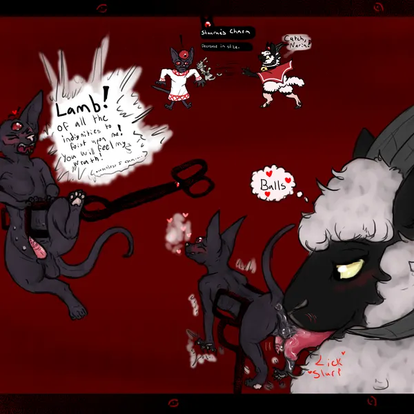 lamb (cult of the lamb), narinder, red crown (cult of the lamb) (cult of the lamb, kinktober) created by welcometaco