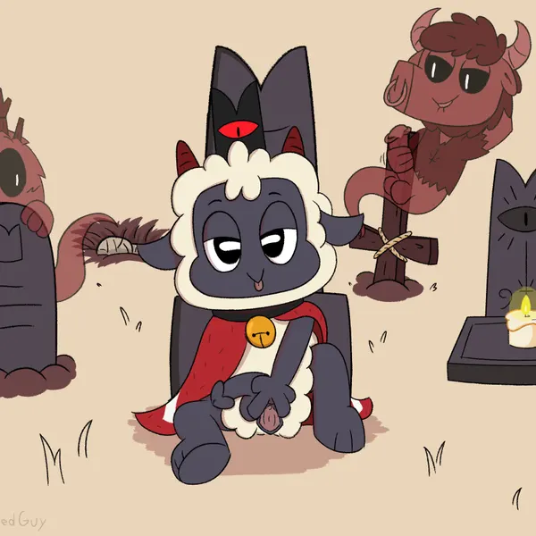 lamb (cult of the lamb), red crown (cult of the lamb) (cult of the lamb, massive monster (studio)) created by slightlyarousedguy