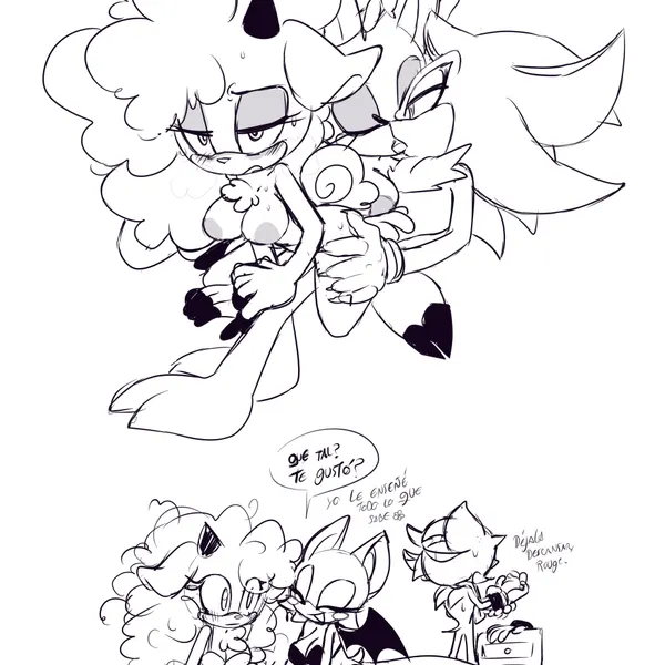 lanolin the sheep (sonic), rouge the bat, shadow the hedgehog (idw publishing, sega) created by ben195r
