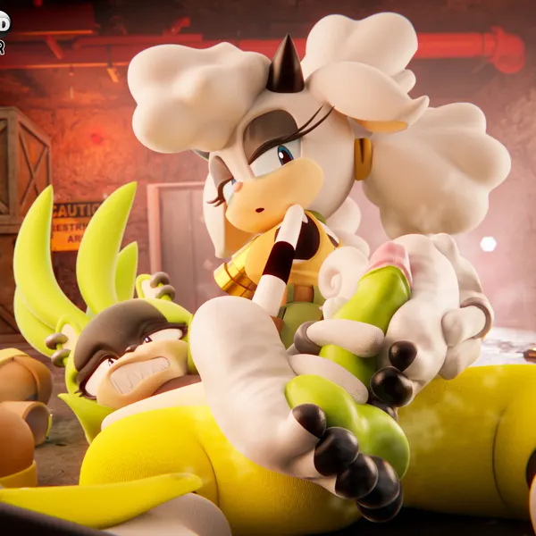 lanolin the sheep (sonic), surge the tenrec (idw publishing, sega) created by milkmeister3d