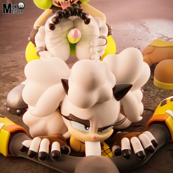 lanolin the sheep (sonic), surge the tenrec, tangle the lemur (idw publishing, sega) created by milkmeister3d