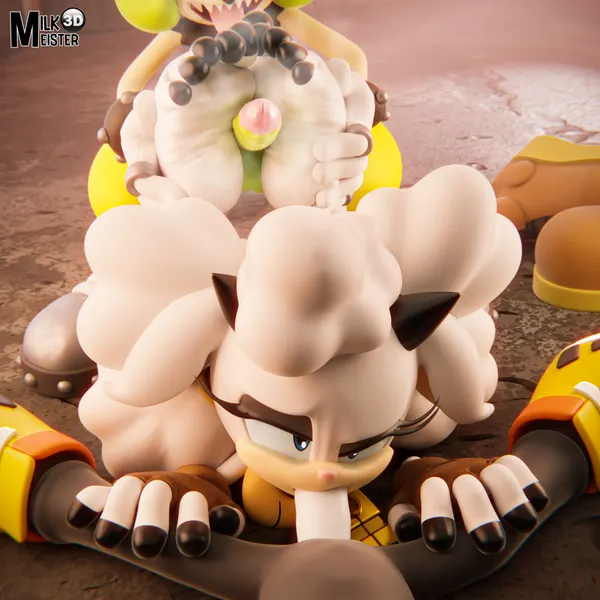 lanolin the sheep (sonic), surge the tenrec, tangle the lemur (idw publishing, sega) created by milkmeister3d