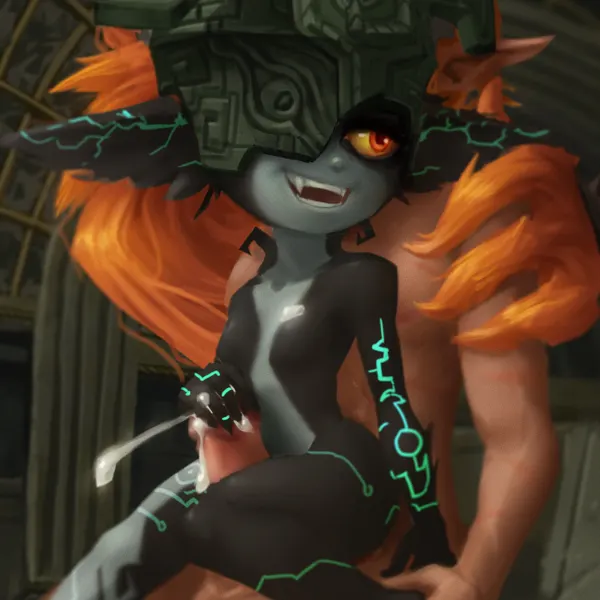 link, midna (nintendo, the legend of zelda) created by horustheblind