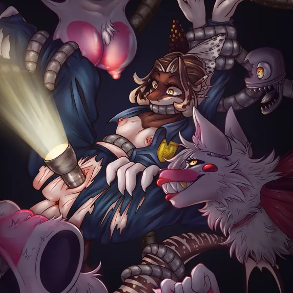 mangle (broken), mangle (fnaf), moku (mokuro) (five nights at freddy's, five nights at freddy's 2) created by mokuro