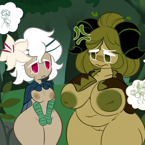 matcha cookie, white lily cookie (cookie run, devsisters) created by nebeeafterdark