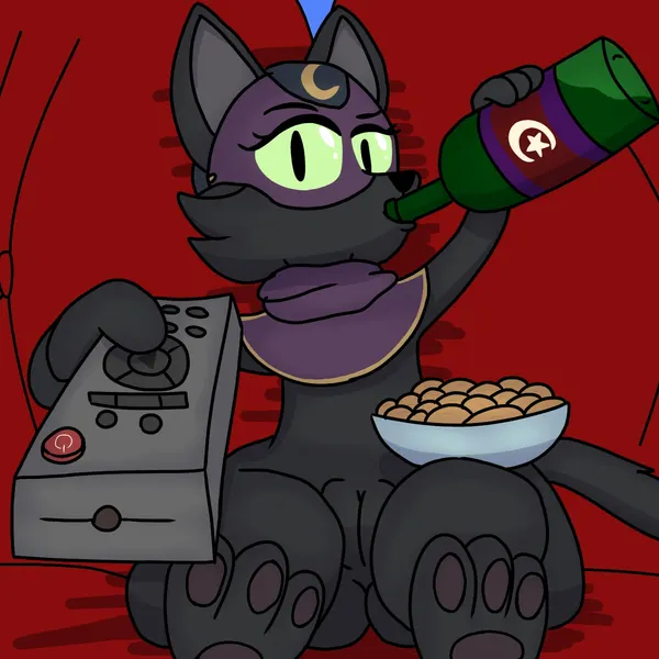 moonshine (miso souperstar) (sipping beer on a couch stock image) created by dr sketch02
