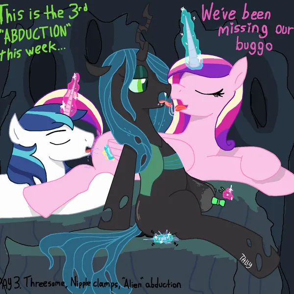 princess cadance (mlp), queen chrysalis (mlp), shining armor (mlp) (friendship is magic, hasbro) created by tally (artist)