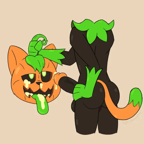 pumkat (halloween, spooktober) created by slightlyarousedguy