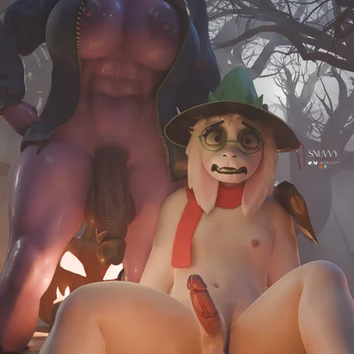 ralsei, susie (deltarune) (deltarune, halloween) created by snuvvy, snuvvyworks