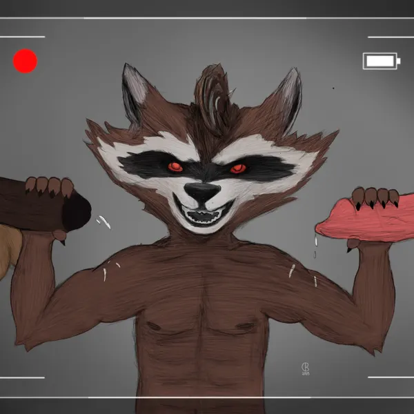 rocket raccoon (guardians of the galaxy, marvel) created by dingobeans