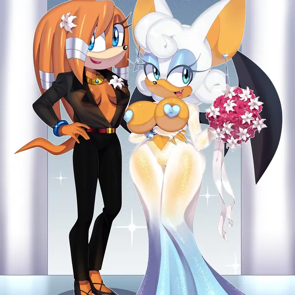 rouge the bat, tikal the echidna (sega, sonic adventure) created by squish (artist)