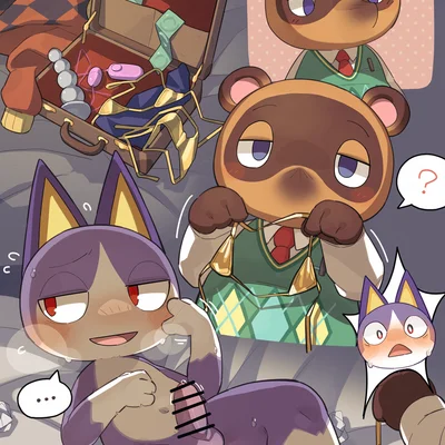 rover (animal crossing), tom nook (animal crossing) (animal crossing, nintendo) created by bigoyatsu