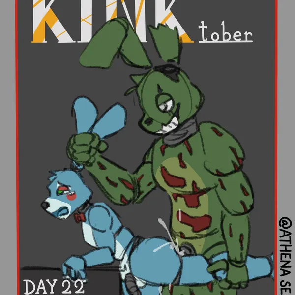 springtrap (fnaf), toy bonnie (fnaf) (five nights at freddy's, five nights at freddy's 2) created by athenaserval