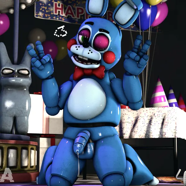 toy bonnie (fnaf), withered bonnie (fnaf) (five nights at freddy's, five nights at freddy's 2) created by shoukaart