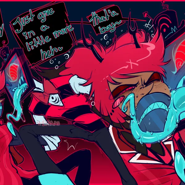 alastor (hazbin hotel), vox (hazbin hotel) (hazbin hotel, hellaverse) created by bileshroom