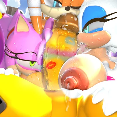 amy rose, blaze the cat, knuckles the echidna (sega, sonic adventure) created by thatknowndude