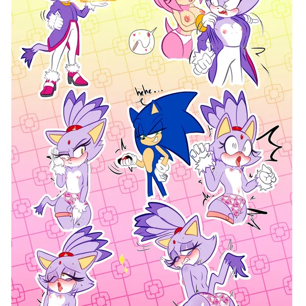amy rose, blaze the cat, sonic the hedgehog (sega, sonic the hedgehog (series)) created by demichan