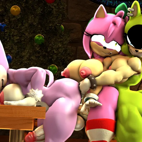 amy rose, blaze the cat, surge the tenrec (christmas, idw publishing) created by toxinsfm