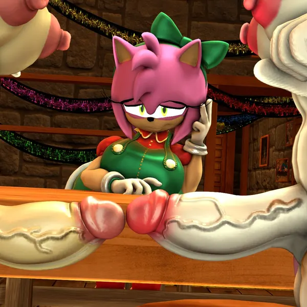 amy rose, blaze the cat, surge the tenrec (christmas, idw publishing) created by toxinsfm