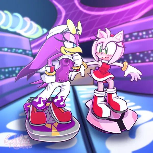 amy rose, wave the swallow (sega, sonic racing: crossworlds) created by goldyrose22