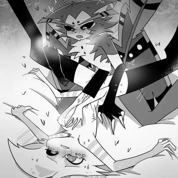 angel dust, husk (hazbin hotel) (hazbin hotel, hellaverse) created by longmao628