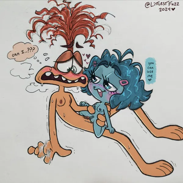 anxiety (inside out), envy (inside out) (disney, inside out) created by littlestfuzz