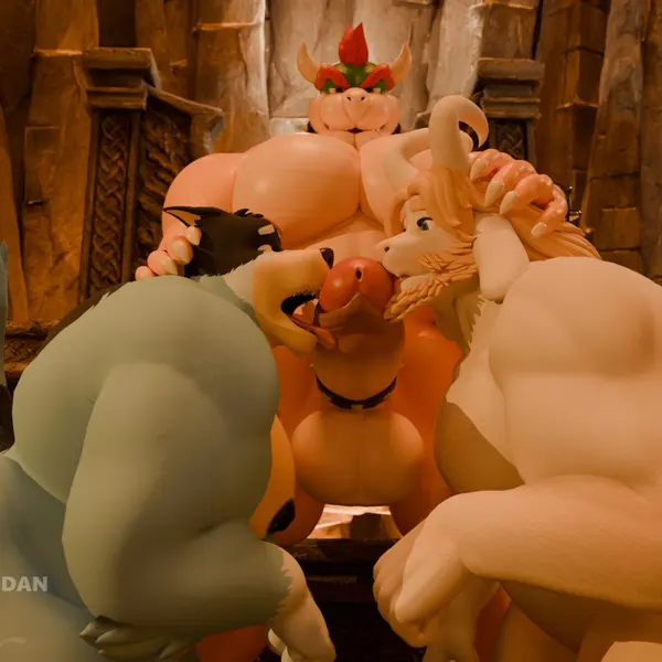asgore dreemurr, bandit heeler, bowser (bluey (series), mario bros) created by codans