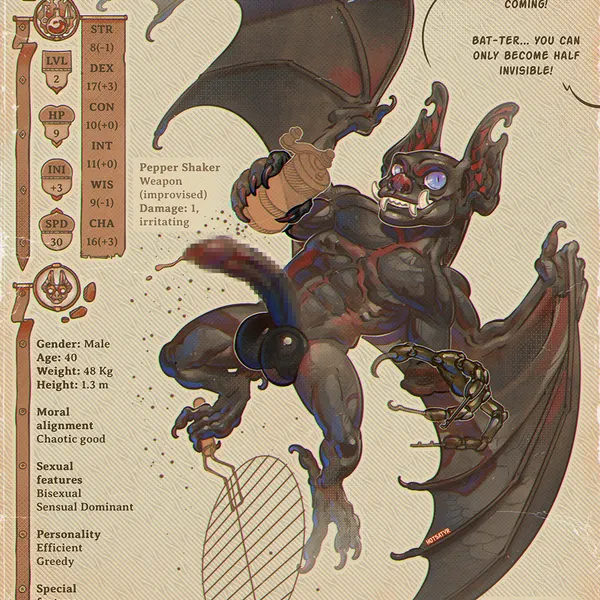 bat-terluck (dungeons and dragons, hasbro) created by hotsatyr