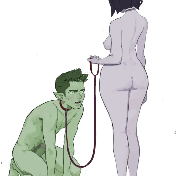 beast boy, raven (dc) (dc comics, teen titans) created by amugea