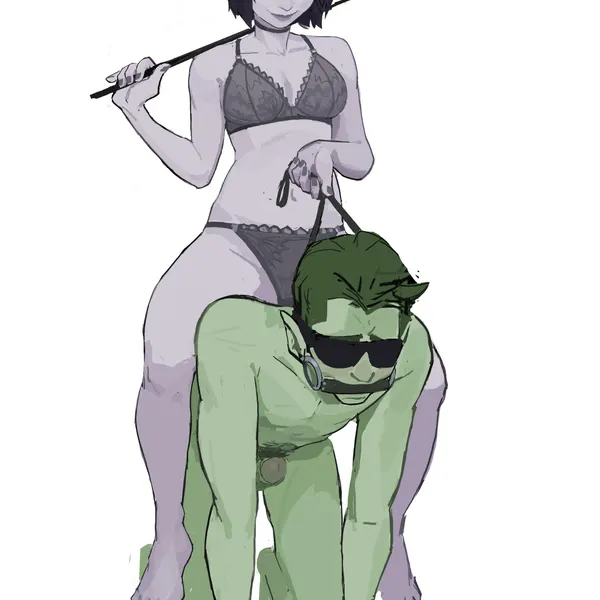 beast boy, raven (dc) (dc comics, teen titans) created by amugea