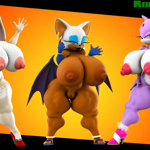blaze the cat, rouge the bat, vanilla the rabbit (sega, sonic the hedgehog (series)) created by rocketspuff