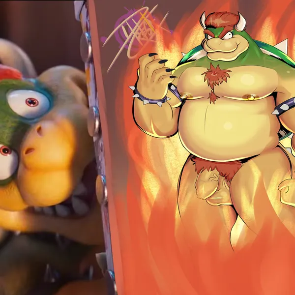 bowser (bowser showing his painting, illumination entertainment) created by dillcresta