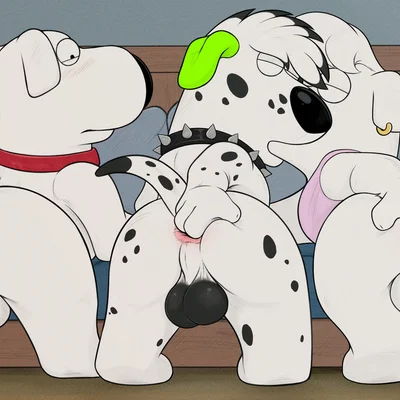 brian griffin, jasper (family guy), lucky dalmatian (family guy) created by q-blackbun