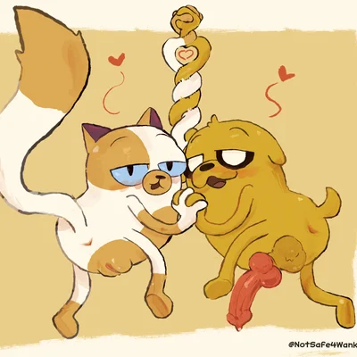 cake the cat, jake the dog (adventure time, cartoon network) created by notsafeforwanking