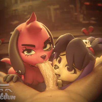 cherry (animal crossing), gothabelle, isabelle (animal crossing) (animal crossing, nintendo) created by racoum