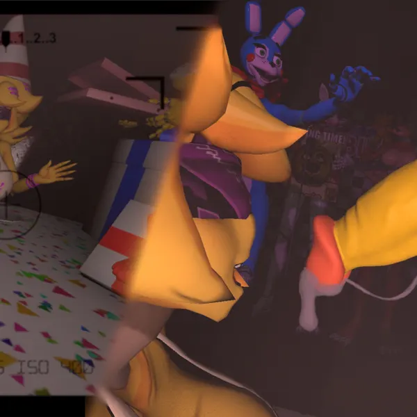 chica (fnaf), chiku (cryptiacurves), foxy (fnaf) (five nights at freddy's, five nights at freddy's 2) created by electro esfera